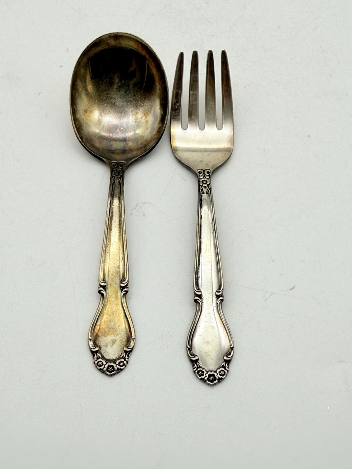 Wedding Bells by International / Rogers Sterling Silver Baby Set 2pc Original