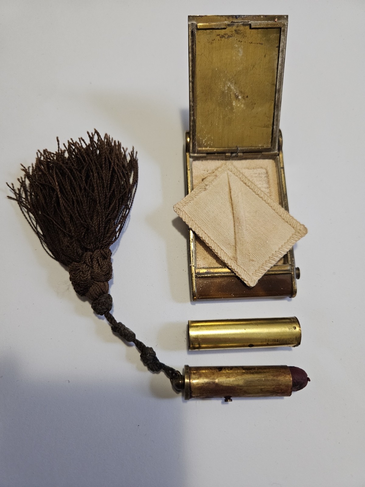 Antique Art Deco Compact & Lipstick Minaudière (c. 1930s-1940s)