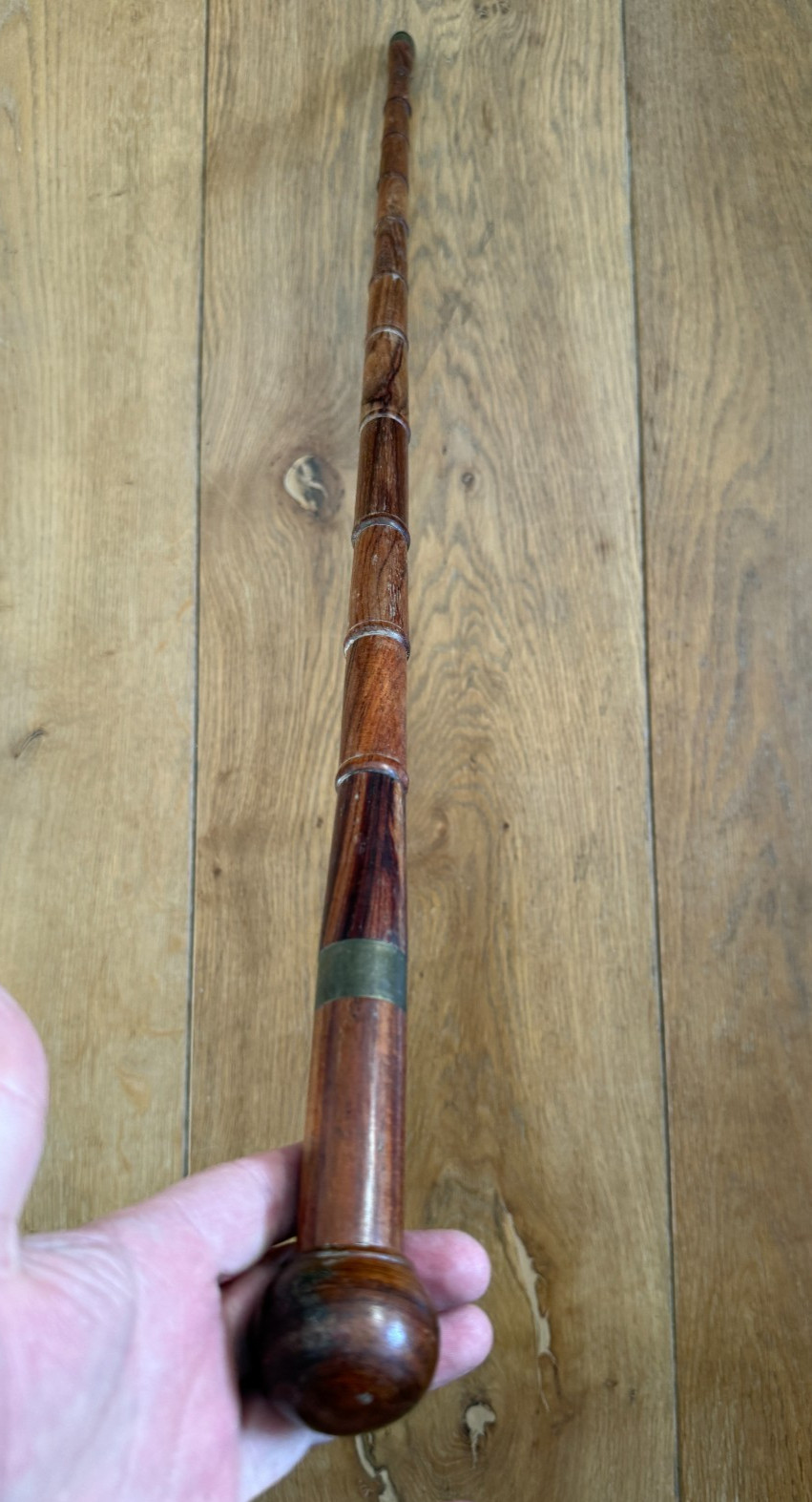 Antique Walking Cane Heavy Weighted Hardwood Bamboo Effect 85cm 560 grams