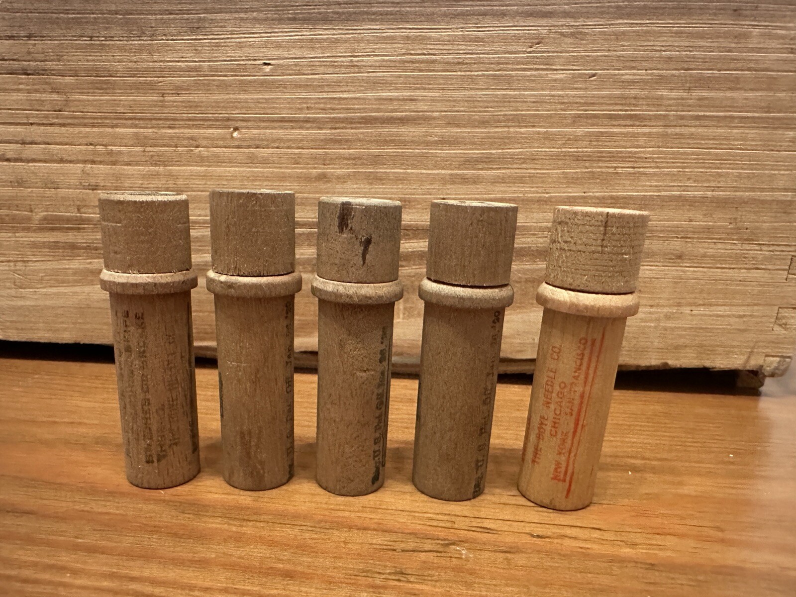 Vintage Wooden Boye Brand Tubes w/ Machine Sewing Needles Chicago 1920s
