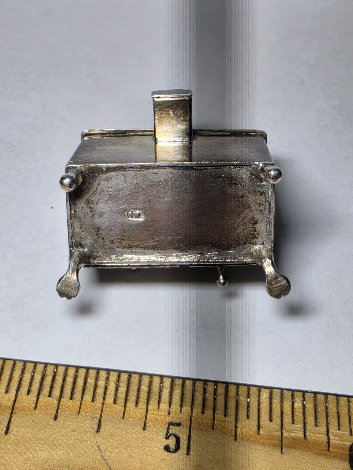 Antique Dutch Sterling Silver Miniature Wood Stove Oven Dollhouse 25.09g