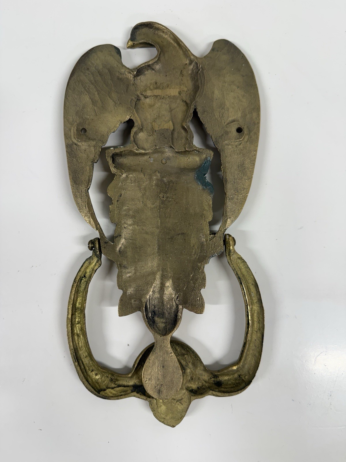 Brass American Eagle Door Knocker Engravable Vintage W/ Patina USA Patriotic