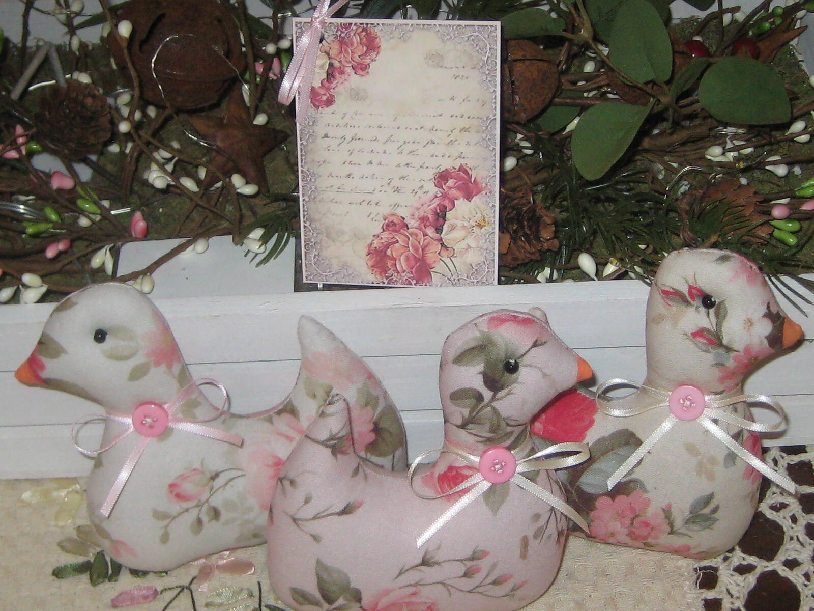 Pink Cottage Decor 6 Assorted Chicks Bowl Fillers Handmade Wreath Accents