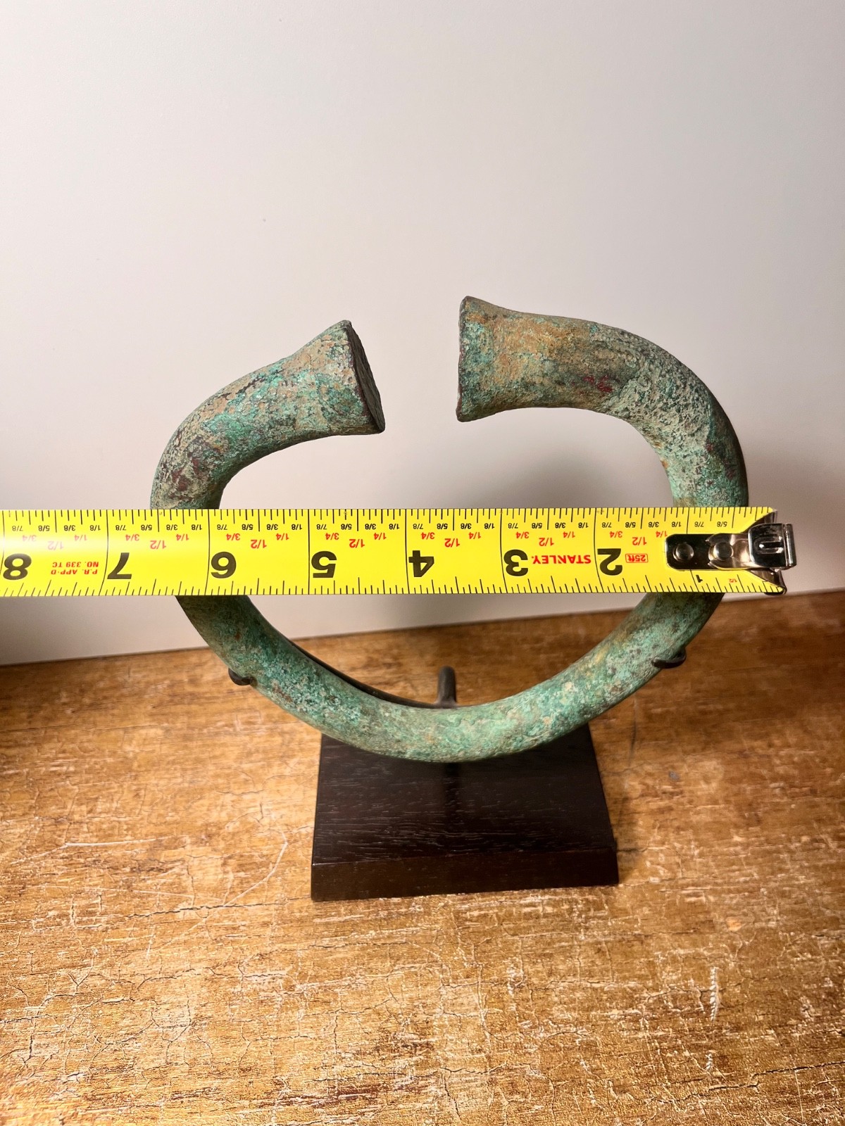 Ant. BELGIAN CONGO West Africa Manilla Bronze Money Belgium Token Patina w/stand