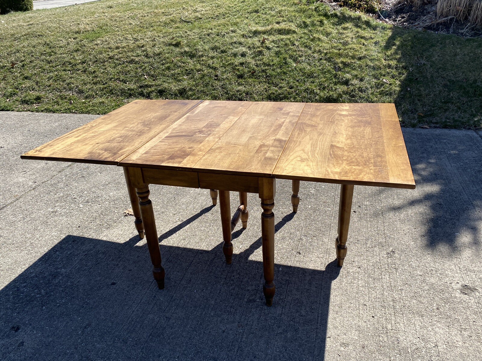 Antique Drop Leaf Gate 8 Leg Table Turned Legs Farmhouse Primitive Ash? Chestnut