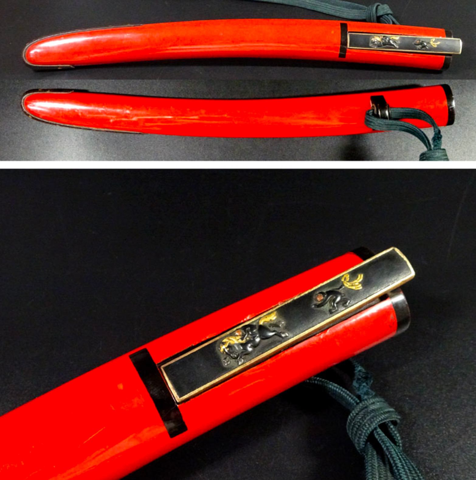 TANTO 短刀 “ Mumei ” 無銘 Japanese Sword 27.4 cm Antique 刀 Samurai Red Rare Koshirae