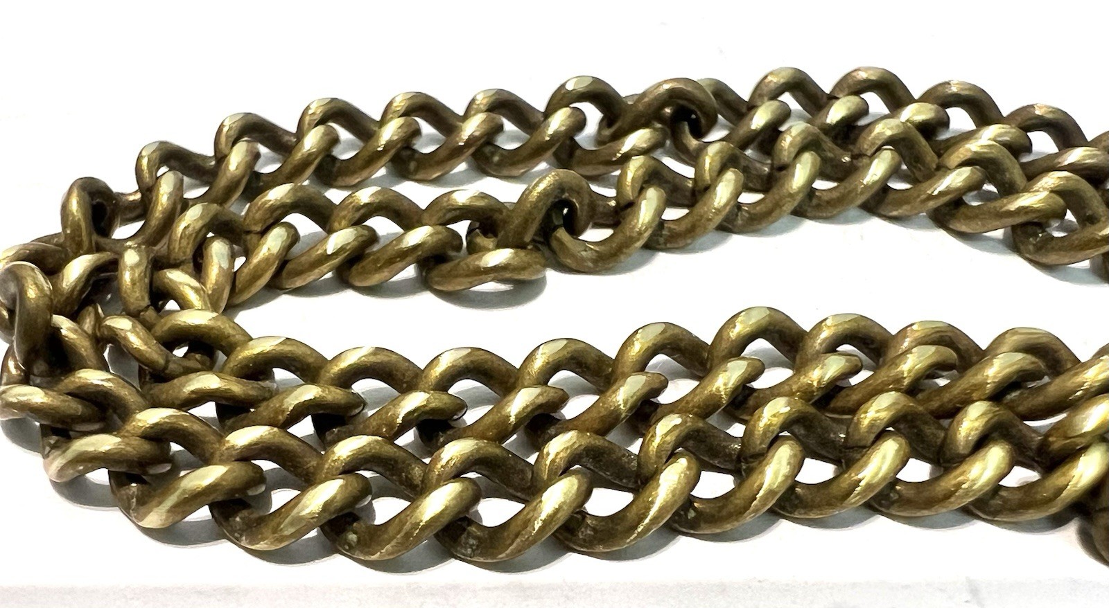 Antique Pocket Watch Chain T-Bar , Dog Clip, Brass, 11.4g, 27cm/10.8’’, A44