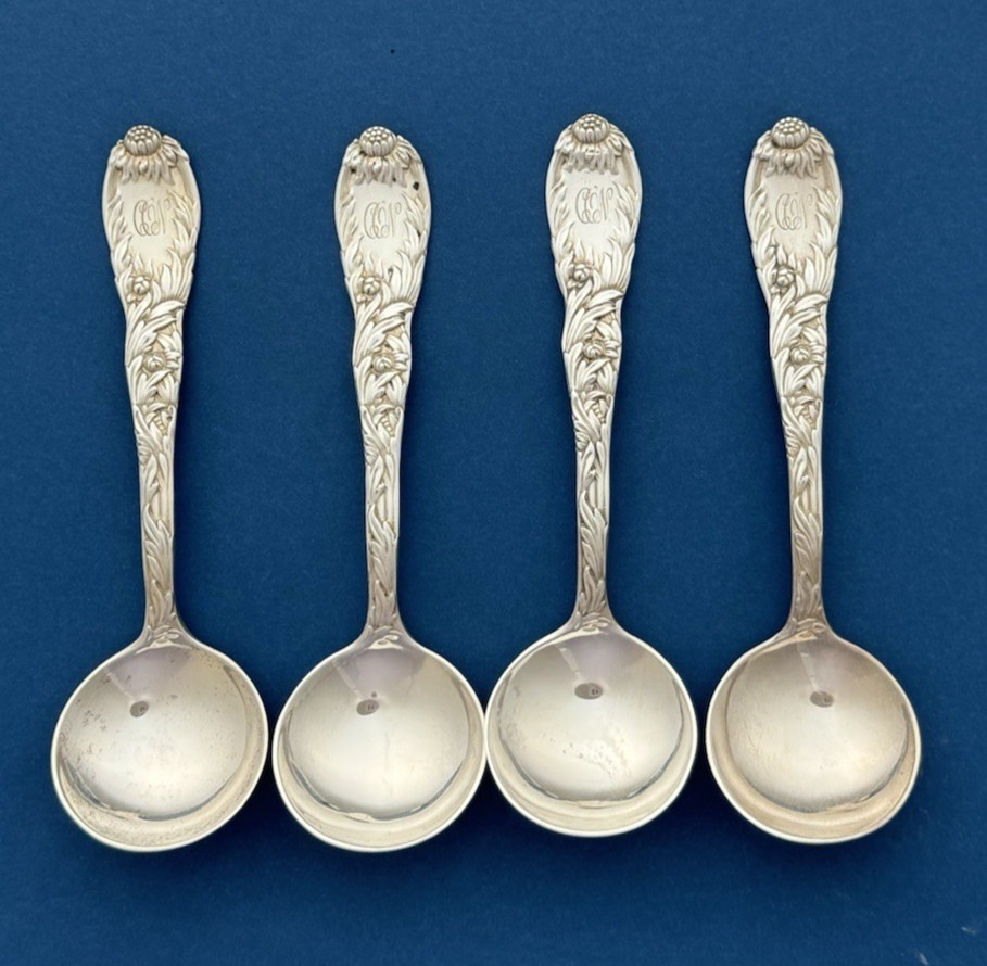 Tiffany CHRYSANTHEMUM Sterling Silver BOUILLON SPOON 5 1/4″ PRICED EACH