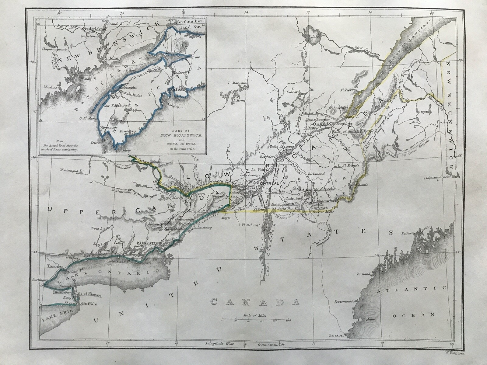 1842 Antique Map; Canada by F.P. Becker