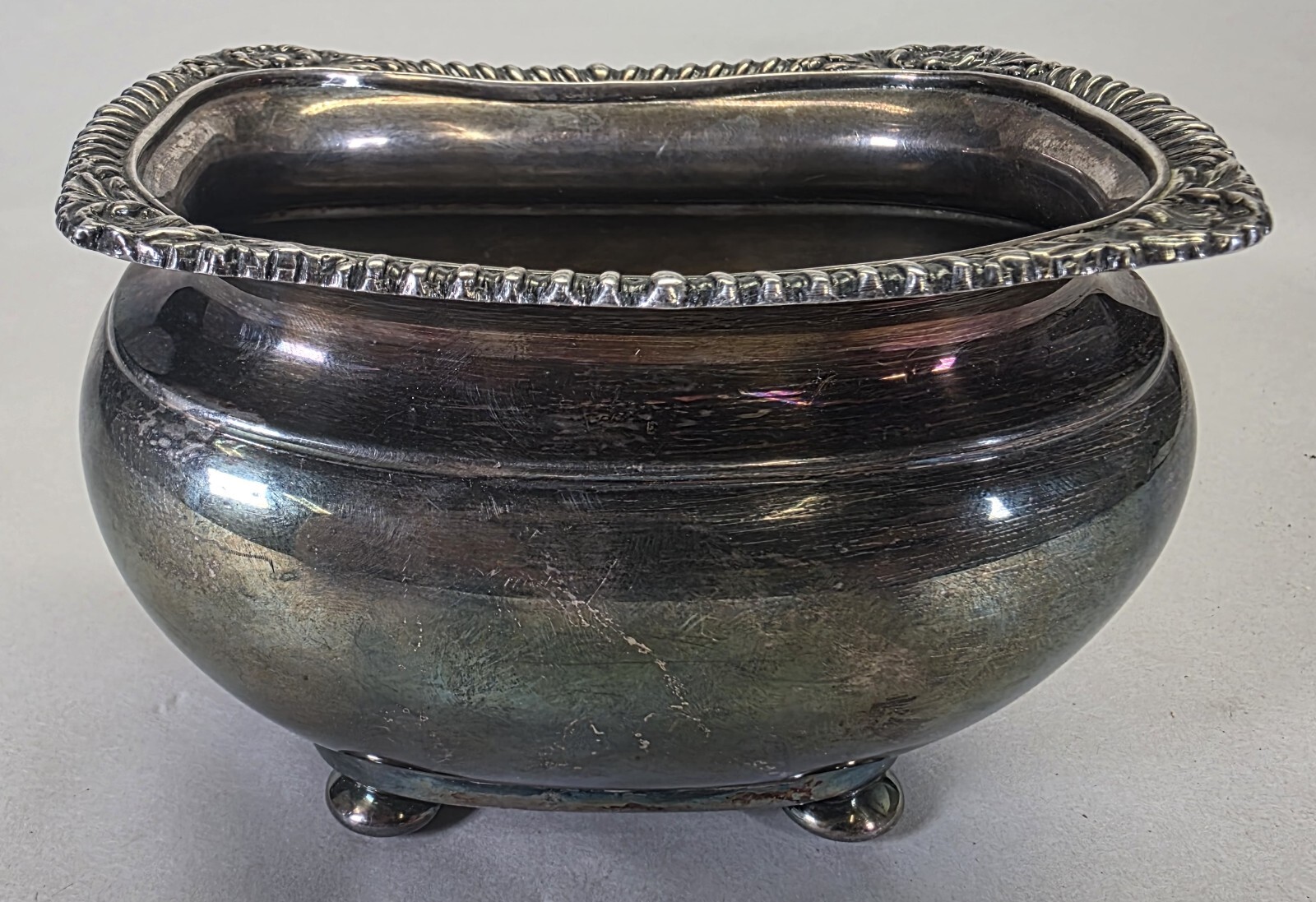 Vintage British Footed Silver Plated Sugar Bowl Model 210 EGM&S Silver Soldered