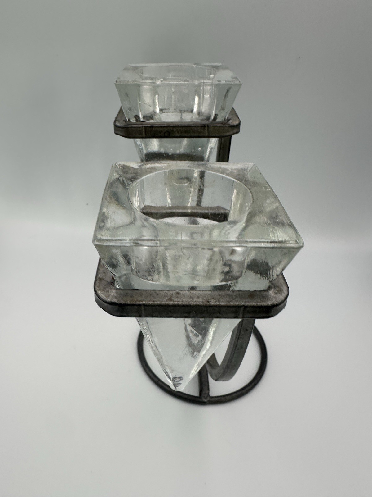 Metal And Glass Candle Holder Cone Shaped Holders 8.75″