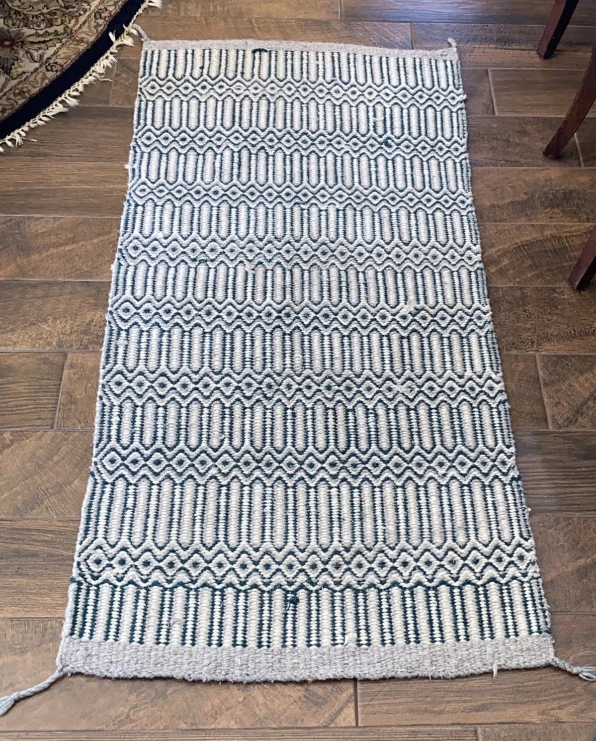Vintage Soft Wool Handmade Braided Rectangle Rug 64”x30”