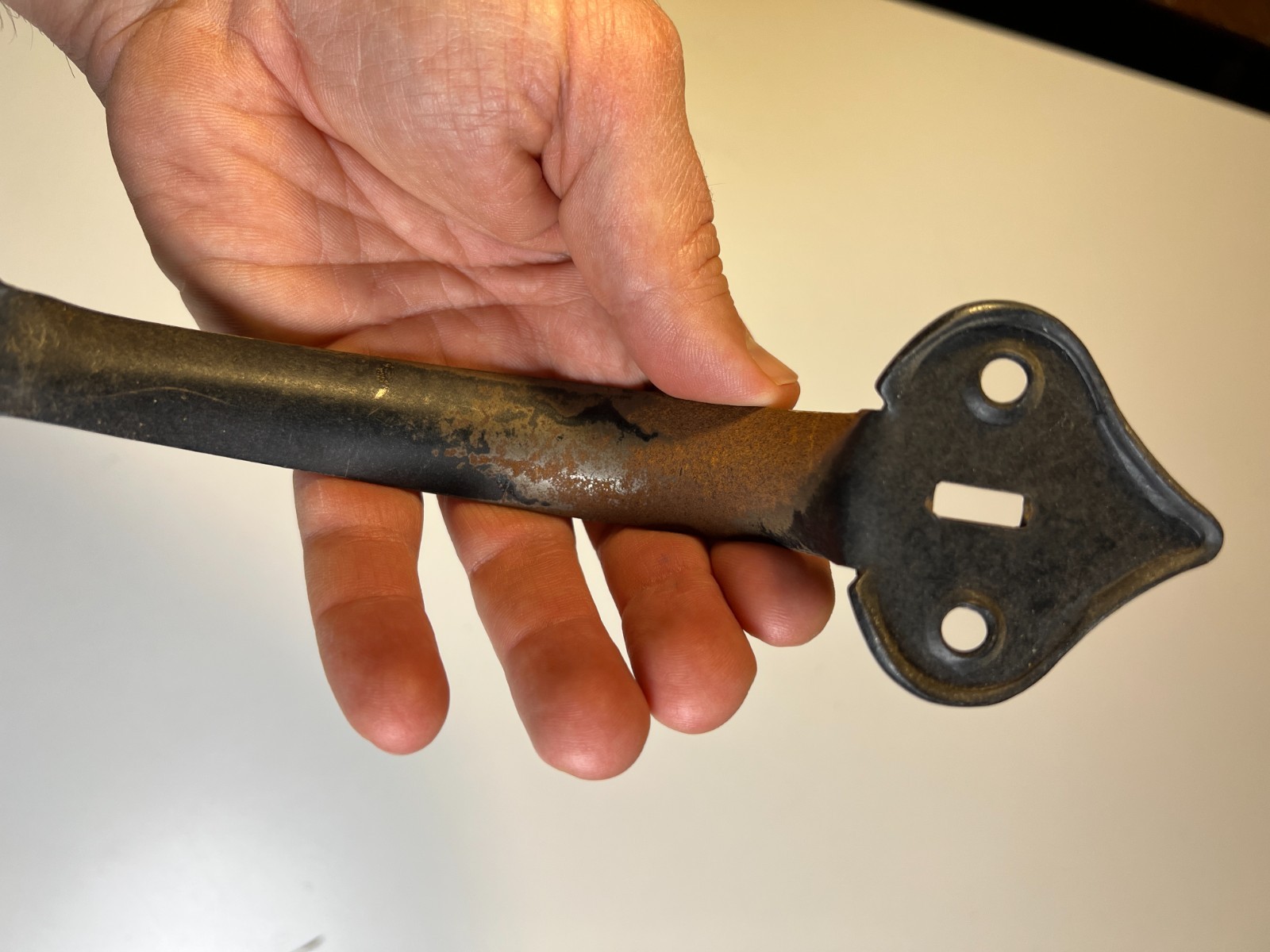 AntiqueSteel Screen Door Pull Teardrop Ends Old Thumb Latch Slot Handle Pull