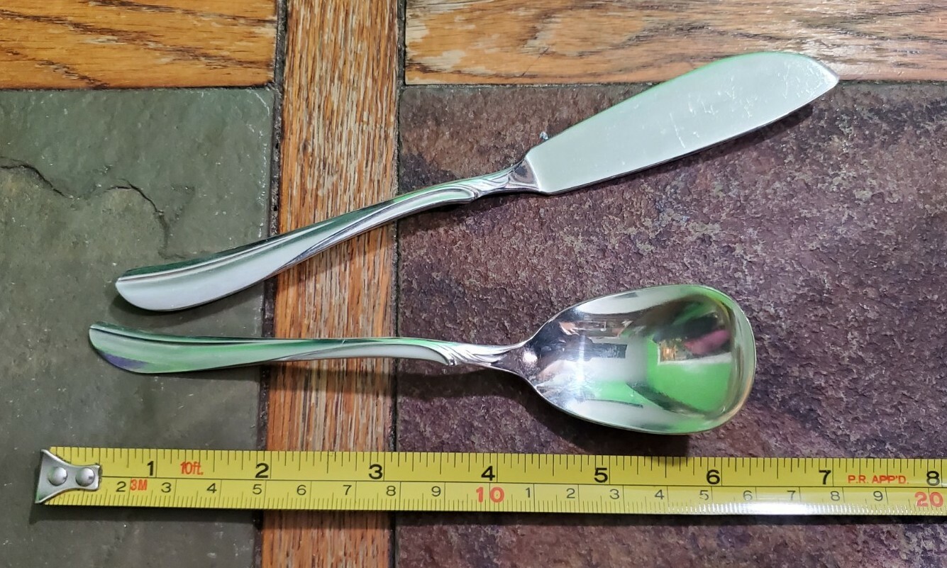 🔎MID CENTURY c1958 RADIANCE SILVERPLATED MASTER BUTTER🧈 KNIVE & SUGAR 🍚 SPOON