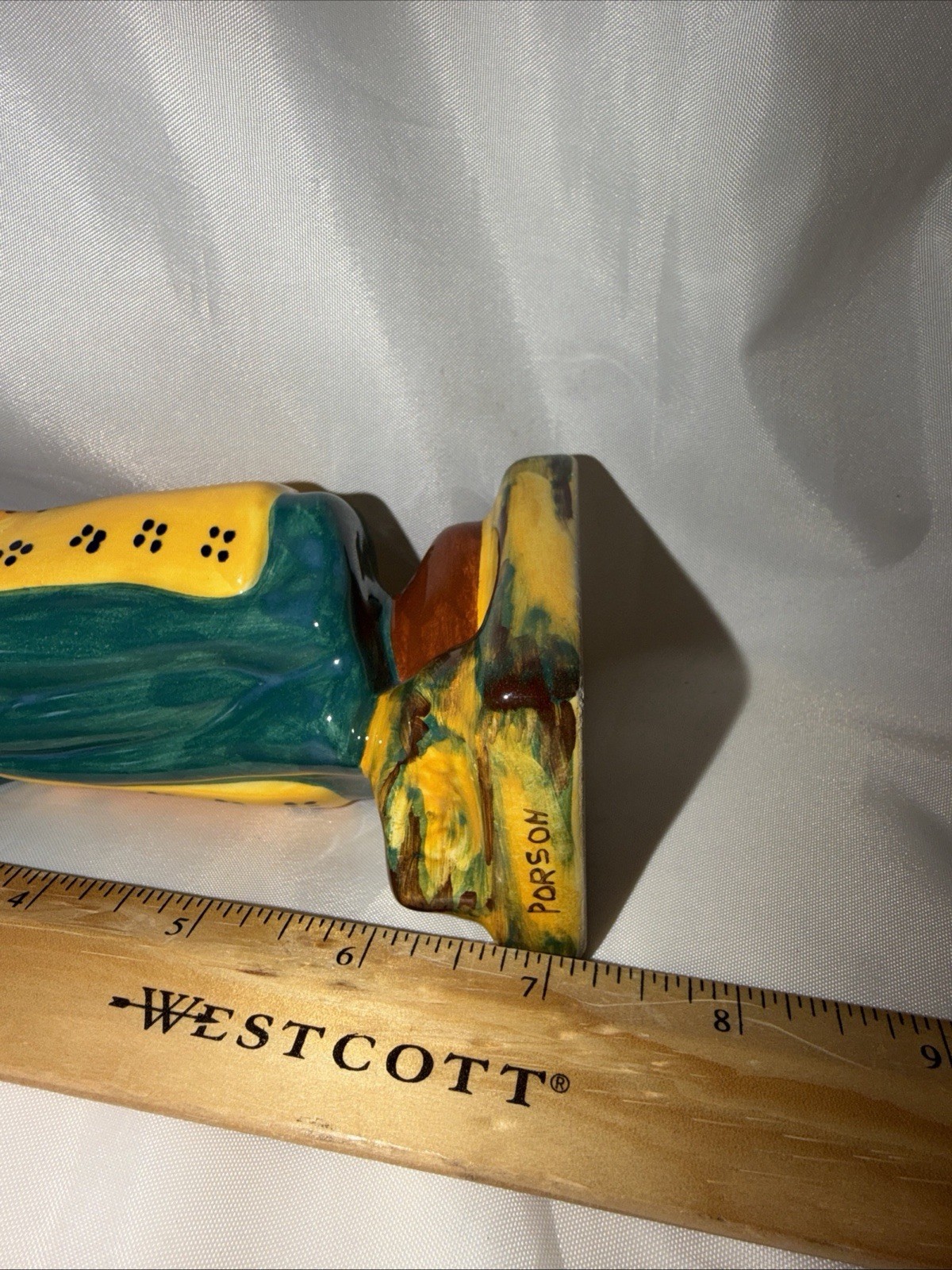 Vintage Henriot Quimper Woman With Umbrella Figurine Signed PORSON Numbered