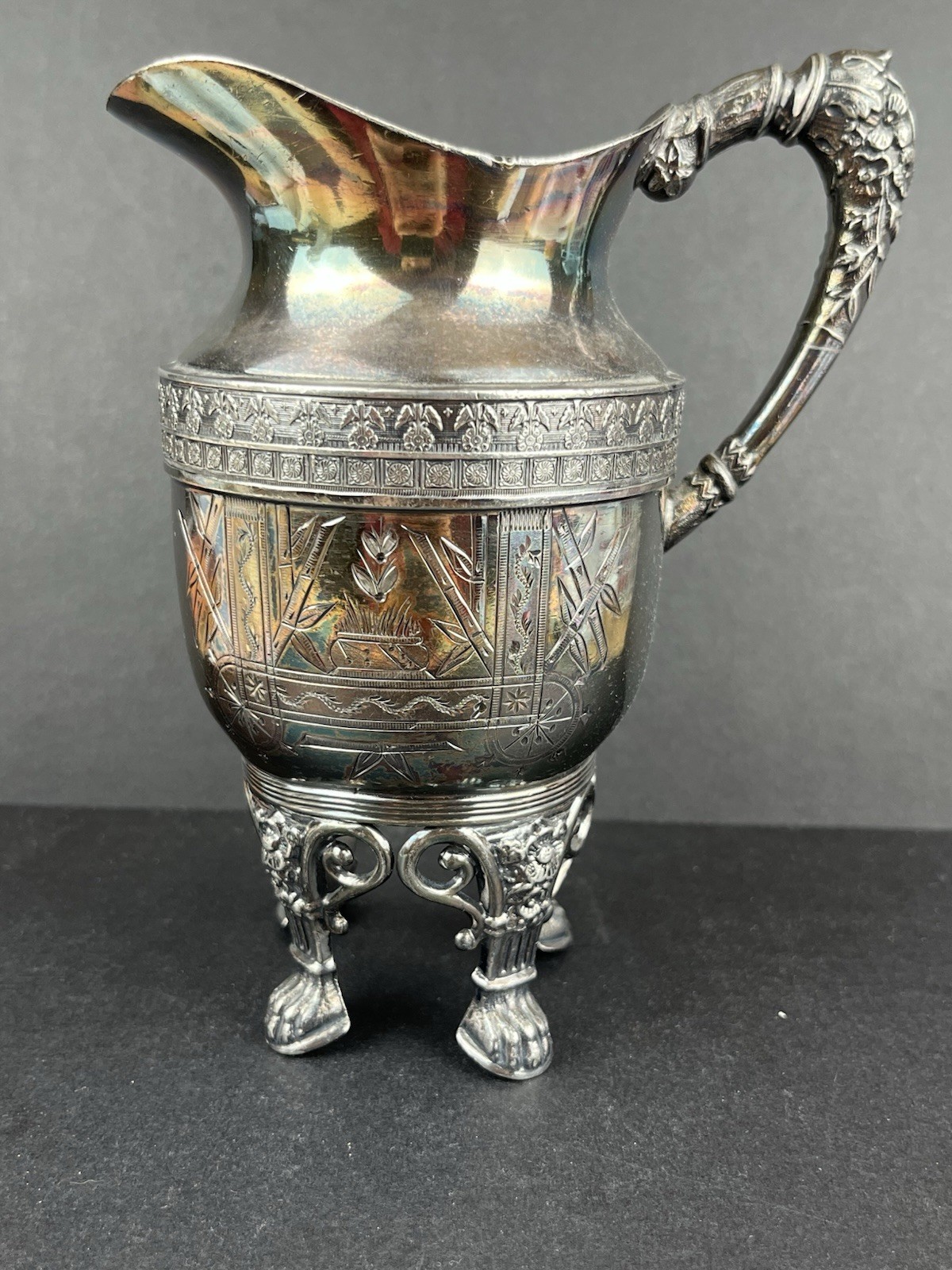 Antique Rockford Quadruple Silver Plate Pitcher Creamer 1890s Victorian