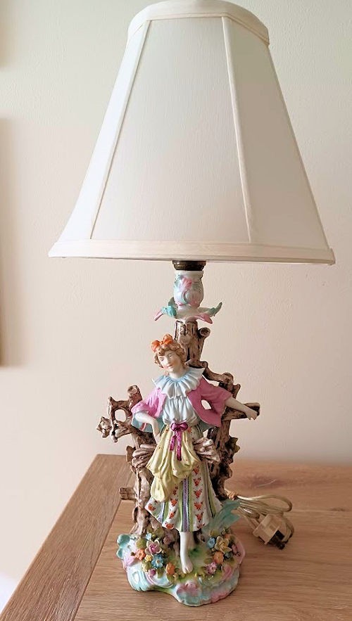 Antique Sitzendorf German Rocco Revival Dresden Style Porcelain Lamp – Rare