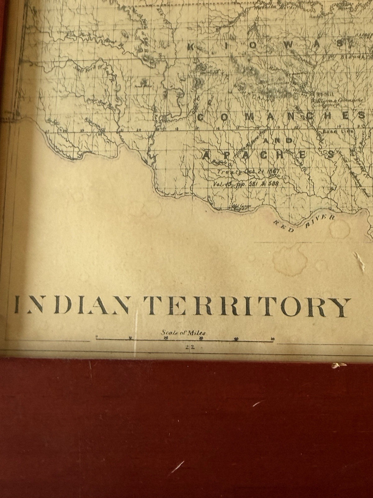 1884 Indian Territory Map Augustus Mitchell Double Sided Colorado Framed