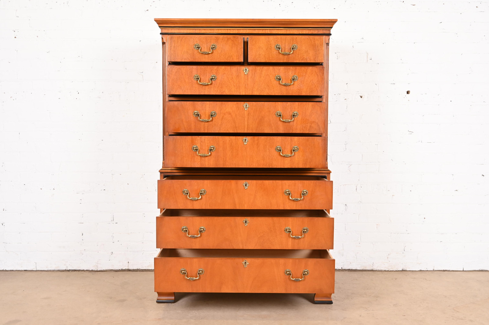 Drexel Chippendale Mahogany Highboy Dresser or Chest of Drawers