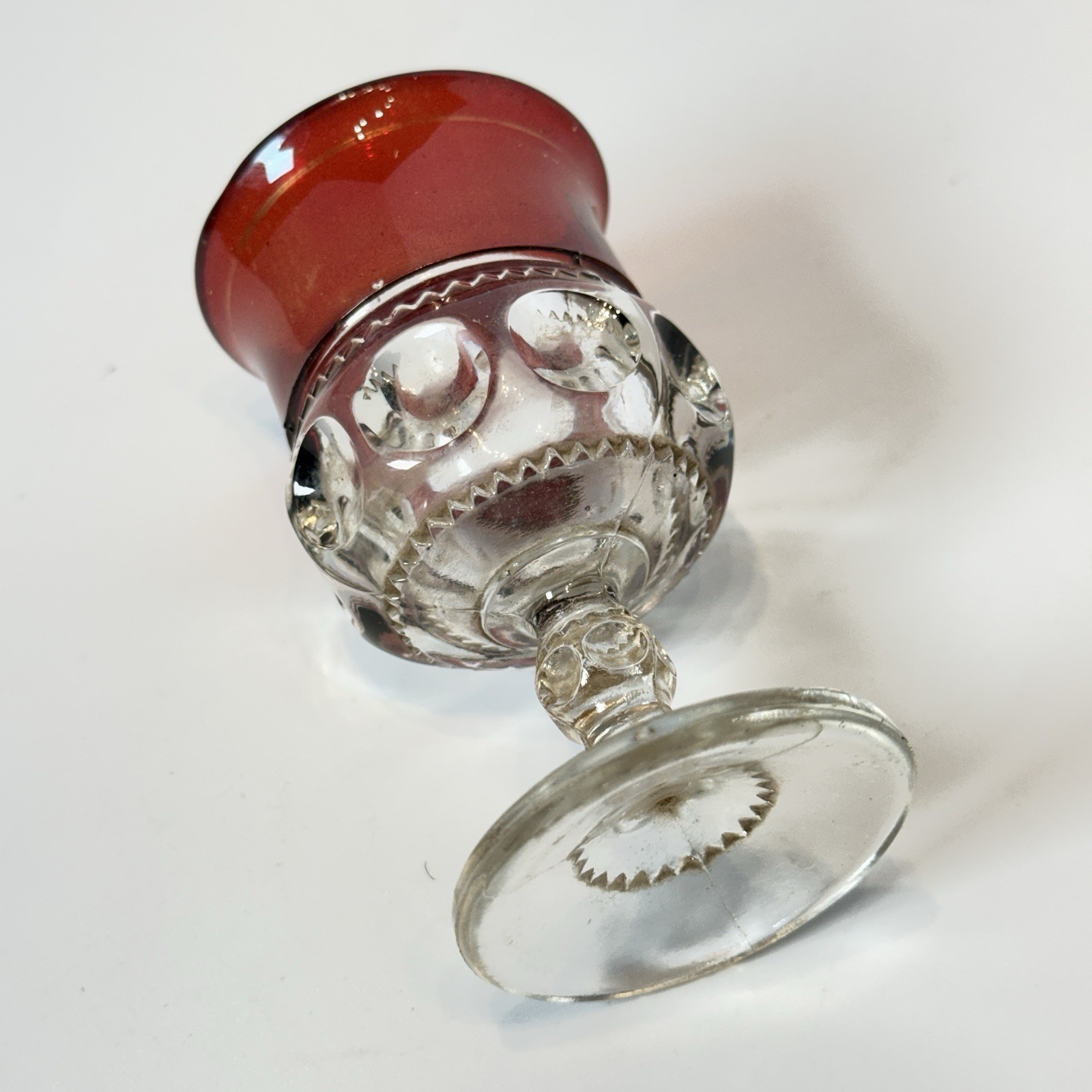 LYNDEN WA WASHINGTON ANTIQUE Ruby Red Flash Souvenir Glass TRINKET GOBLET CUP