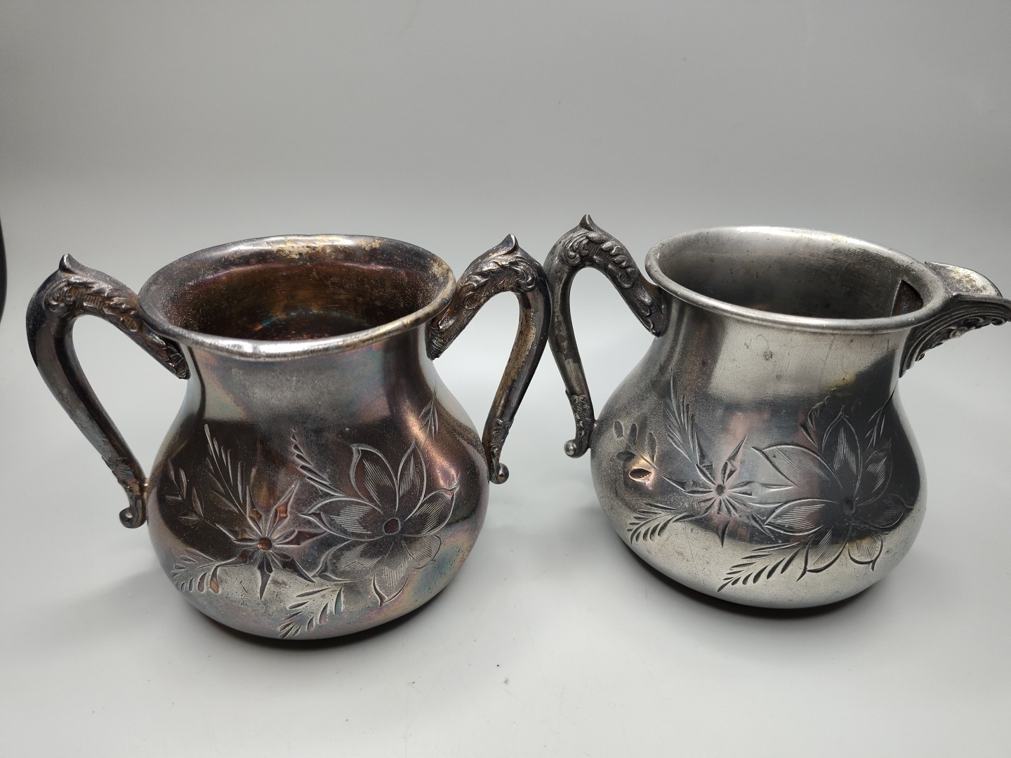 Creamer and Sugar Bowl Buckingham & Westminster Heavy Silver Plate XXXX