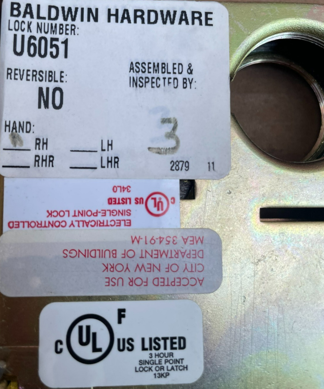Baldwin Hardware U6051 Mortise Lock – Knob, No Reversible
