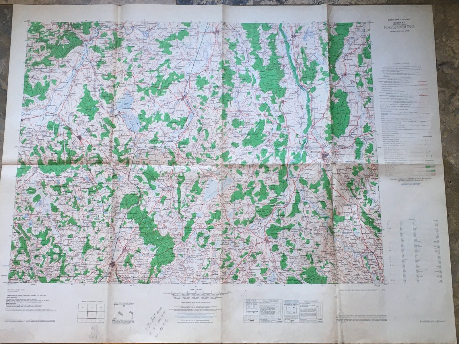 Army Corps of Engineer Ravensburg 3rd Edition Map Sep 1951 21.75*29.25 (36*28)