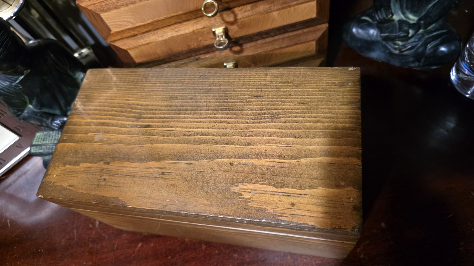 Antique Primitive Wooden Lidded Storage Handmade Pine Box 10.5 x 6″ x5.5