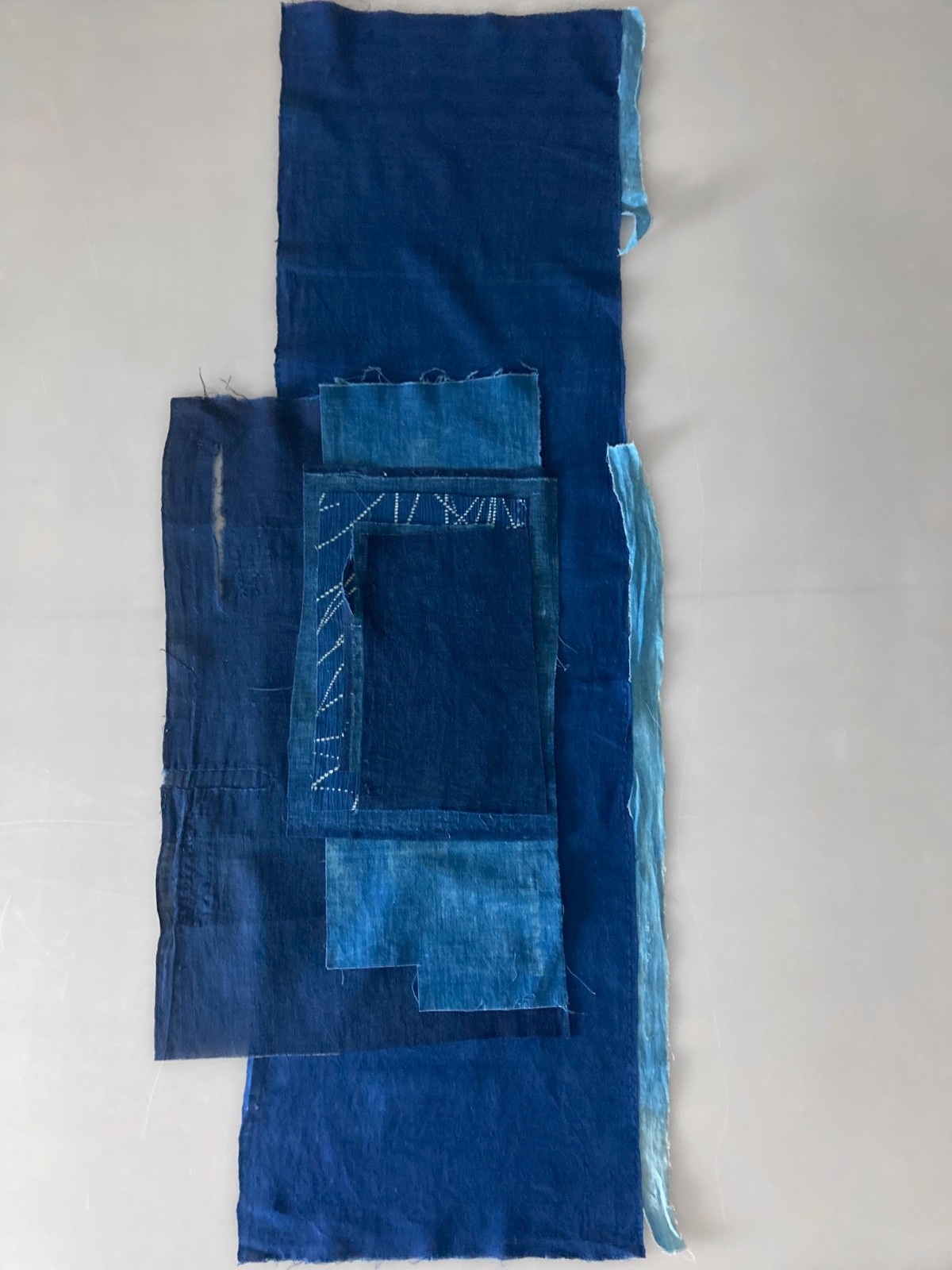 7 PIECE Collection of Antique Japanese Indigo Dyed Textile • Vintage Boro Fabric