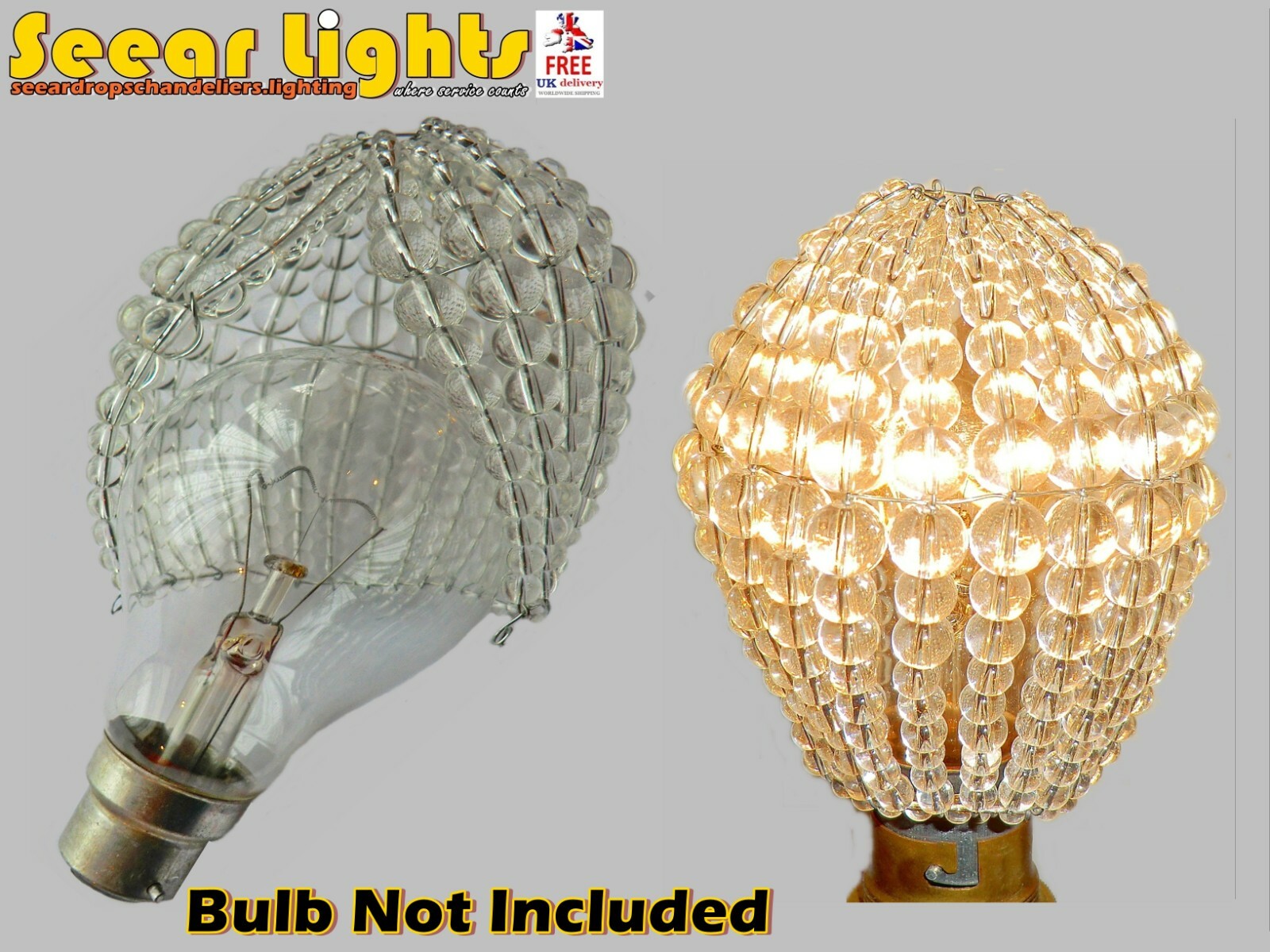 CHANDELIER GLASS CLEAR BEADS CRYSTALS DROPS LIGHT BULB COVER DROPLETS ART DECO