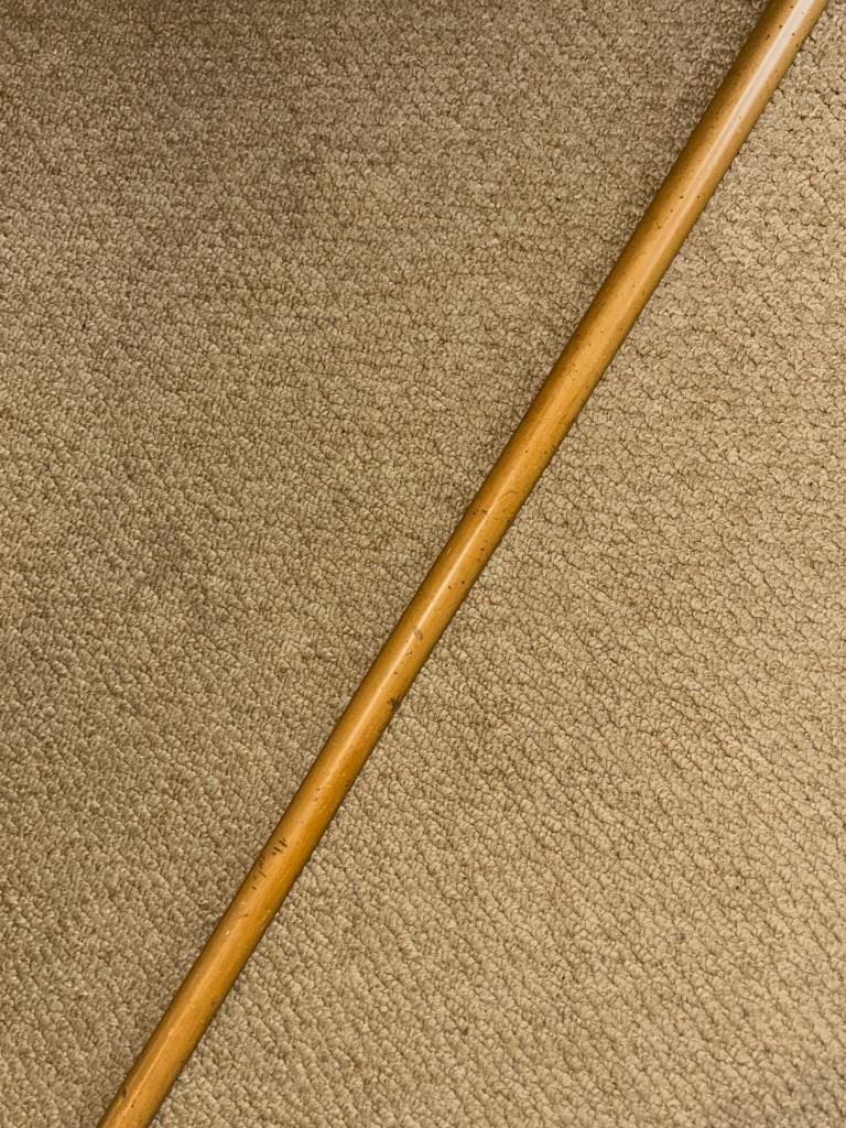 Antique Malacca Walking Stick Cane – Intricate Repousse Patterned Silver Top