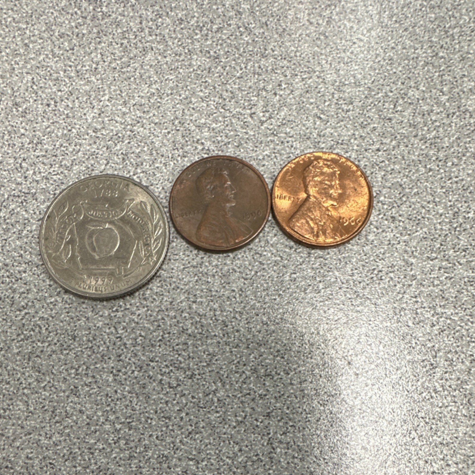 Lincoln Cents 1990 & 1966 with Georgia State Quarter US Coin Lot