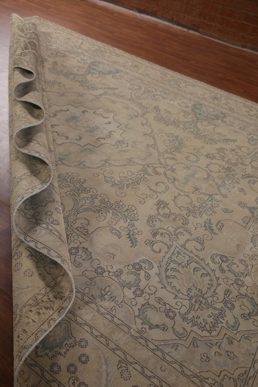 Distressed Traditional Area Rug 10×12 Hand-knotted Wool Vintage for Living Room