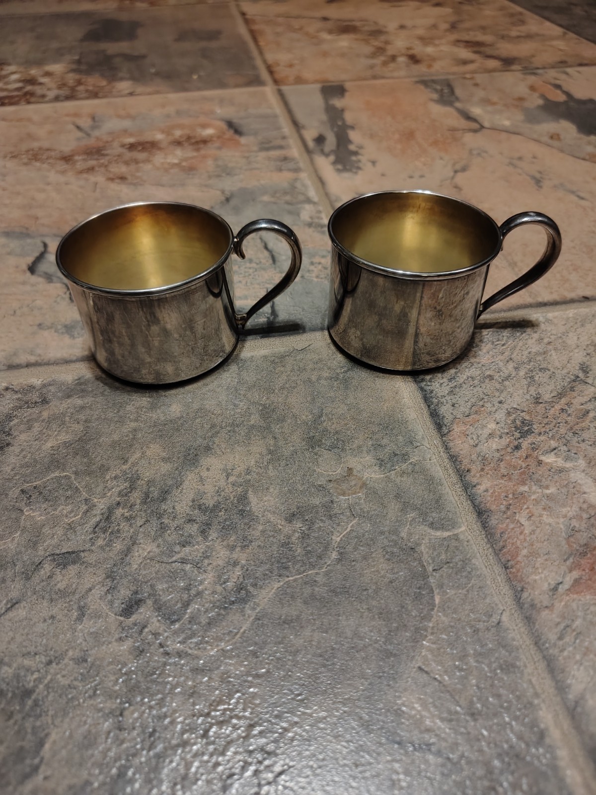 Vintage ONEIDA Silversmiths Silver Plate Baby Mug Cup Set Of 2
