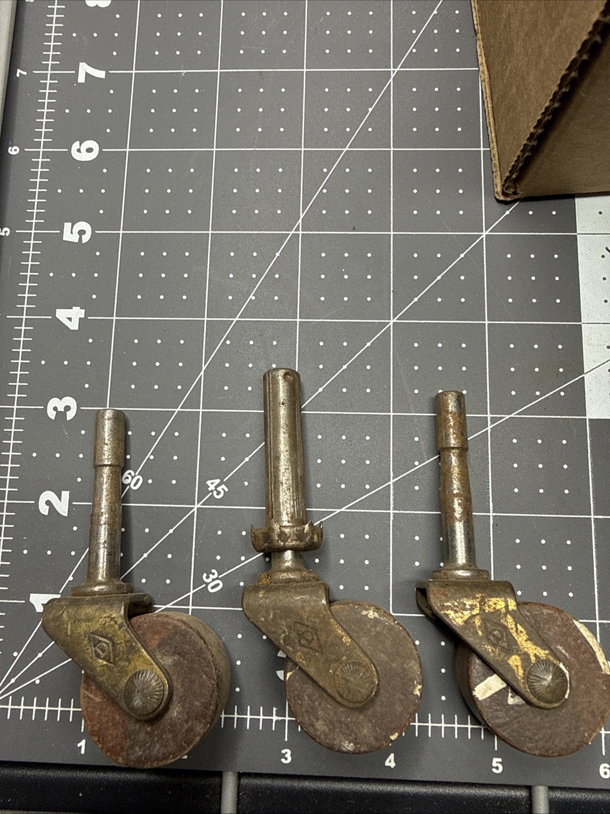 Vintage Bassick No. 5 Furniture Casters Set of 3 – Antique Brass Steel