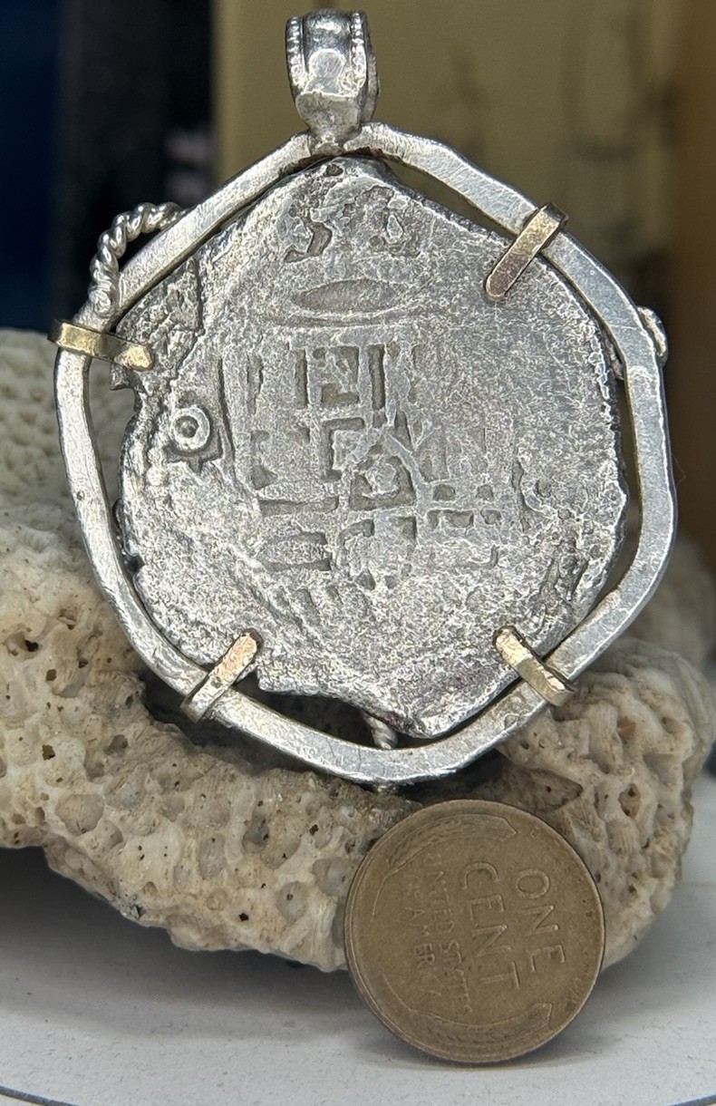 Authentic Concepcion Shipwreck 8-Reales Spanish Silver Cob Coin in Bezel w/ COA