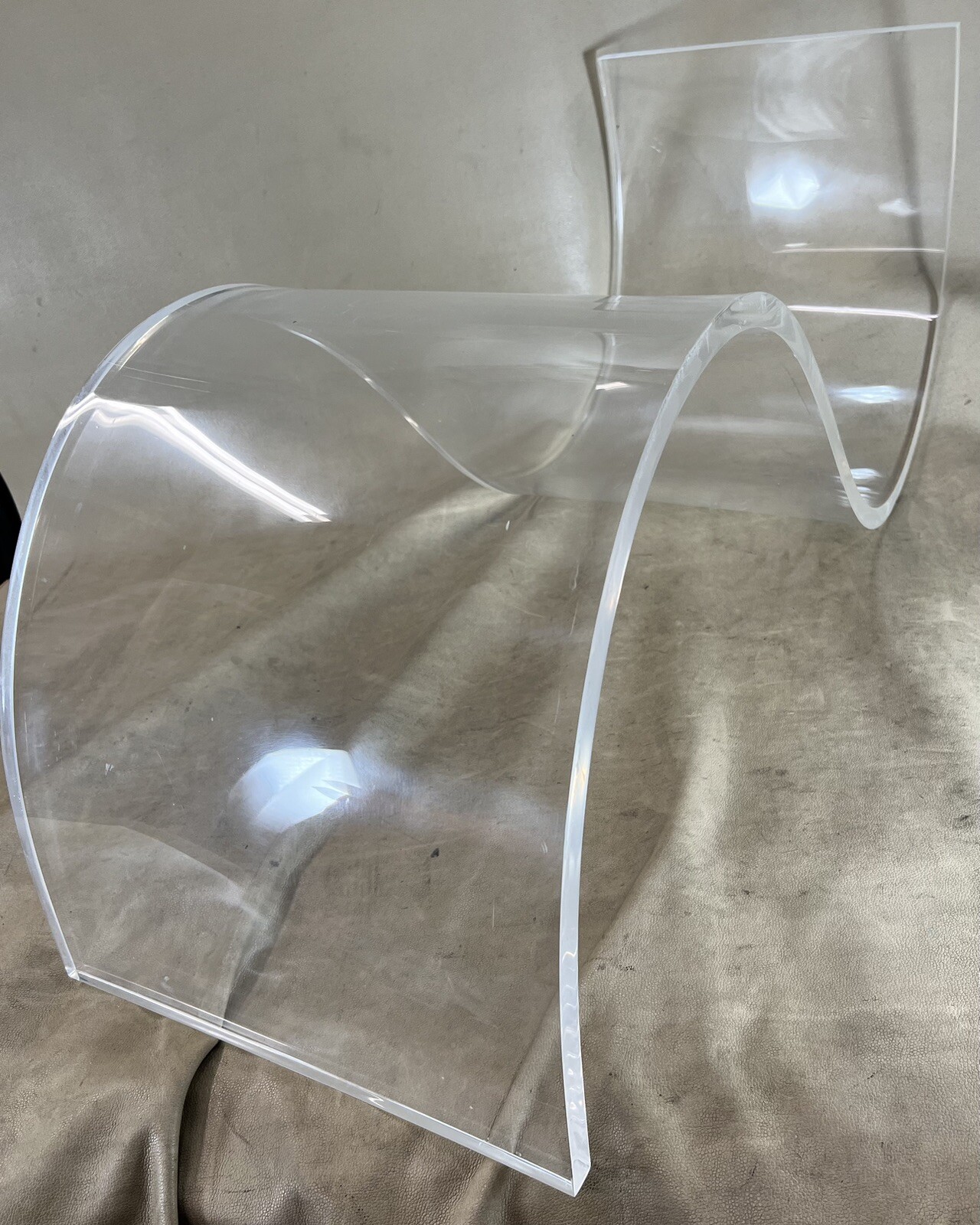 Vintage Charles Hollis? Lucite 37” Coffee Table Base S Snake Wave Design MCM