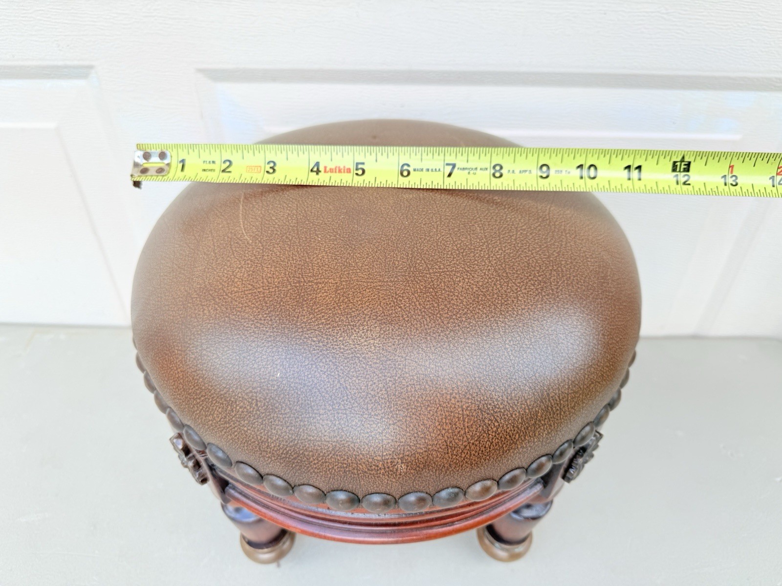 Designer Footstool Shoe Stool Brown Leather High Quality Round Italy MCM