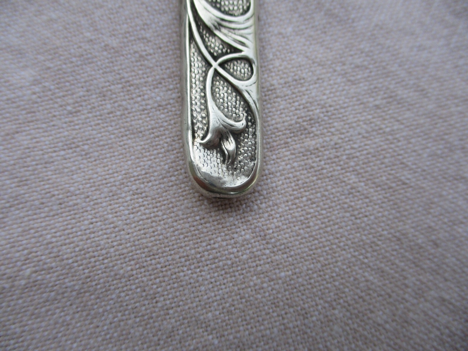 ANTIQUE FRENCH SOLID SILVER GUILLOCHE PENCIL HOLDER ART NOUVEAU MISTLETOE XIXthC