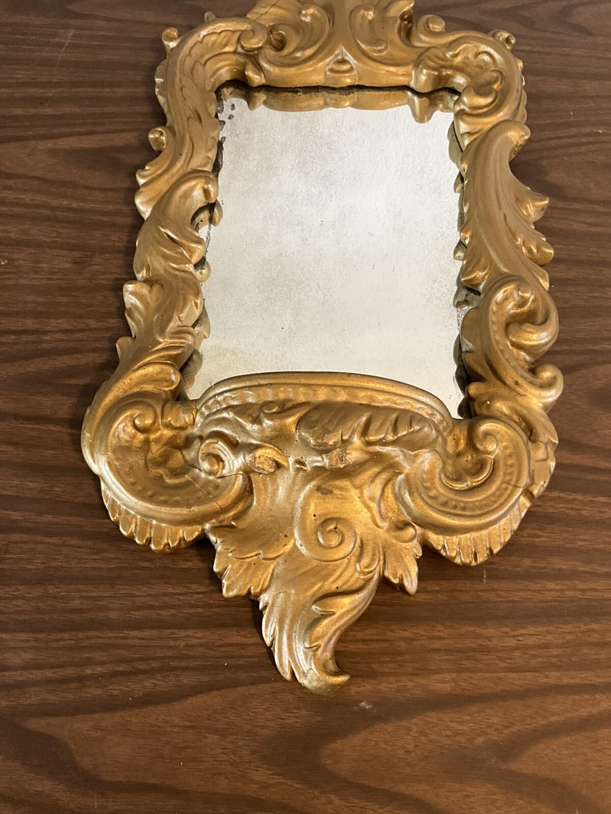 Regency Gold Gilt Mirror Rococo with Shelf Wall Decor Victorian Vtg Wall Decor