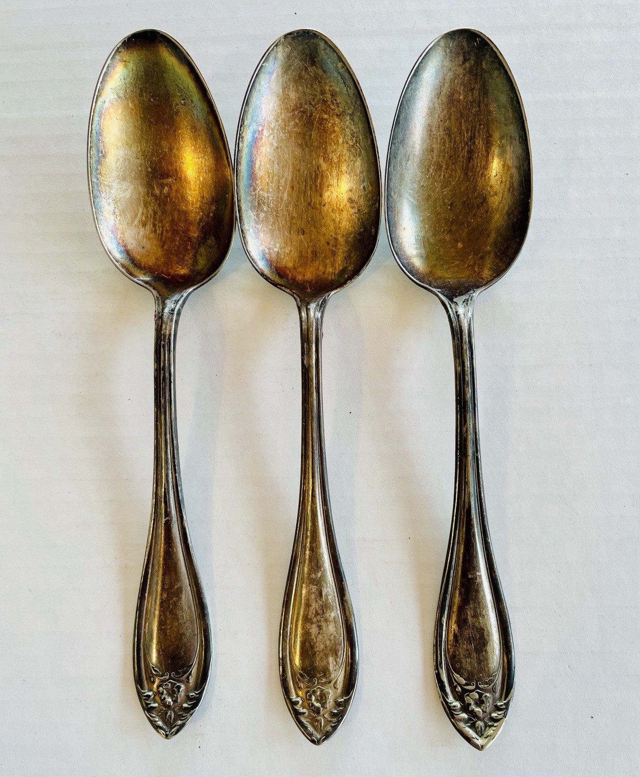 Vintage 1881 Rogers Oneida Silver Plate Spoons Floral Magnolia Pattern Set of 3