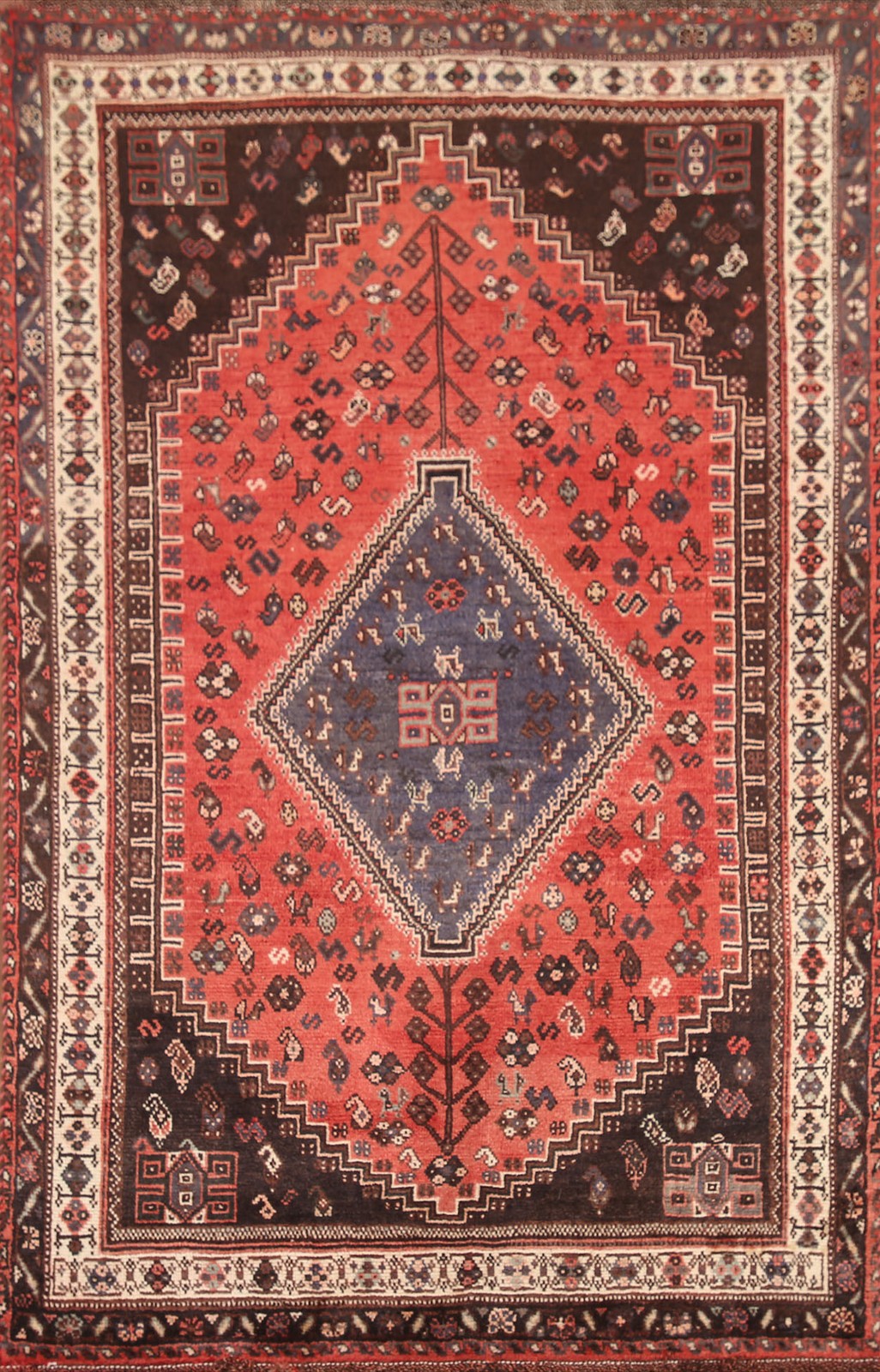 Tribal Vintage Accent Rug 4×6 Hand-knotted Wool Geometric Carpet for Any Room