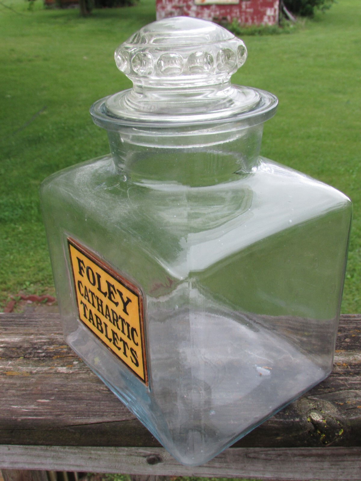 FOLEY CATHARTIC TABLETS – Label UNDER Glass LUG Drugstore COUNTERTOP Jar – MINT