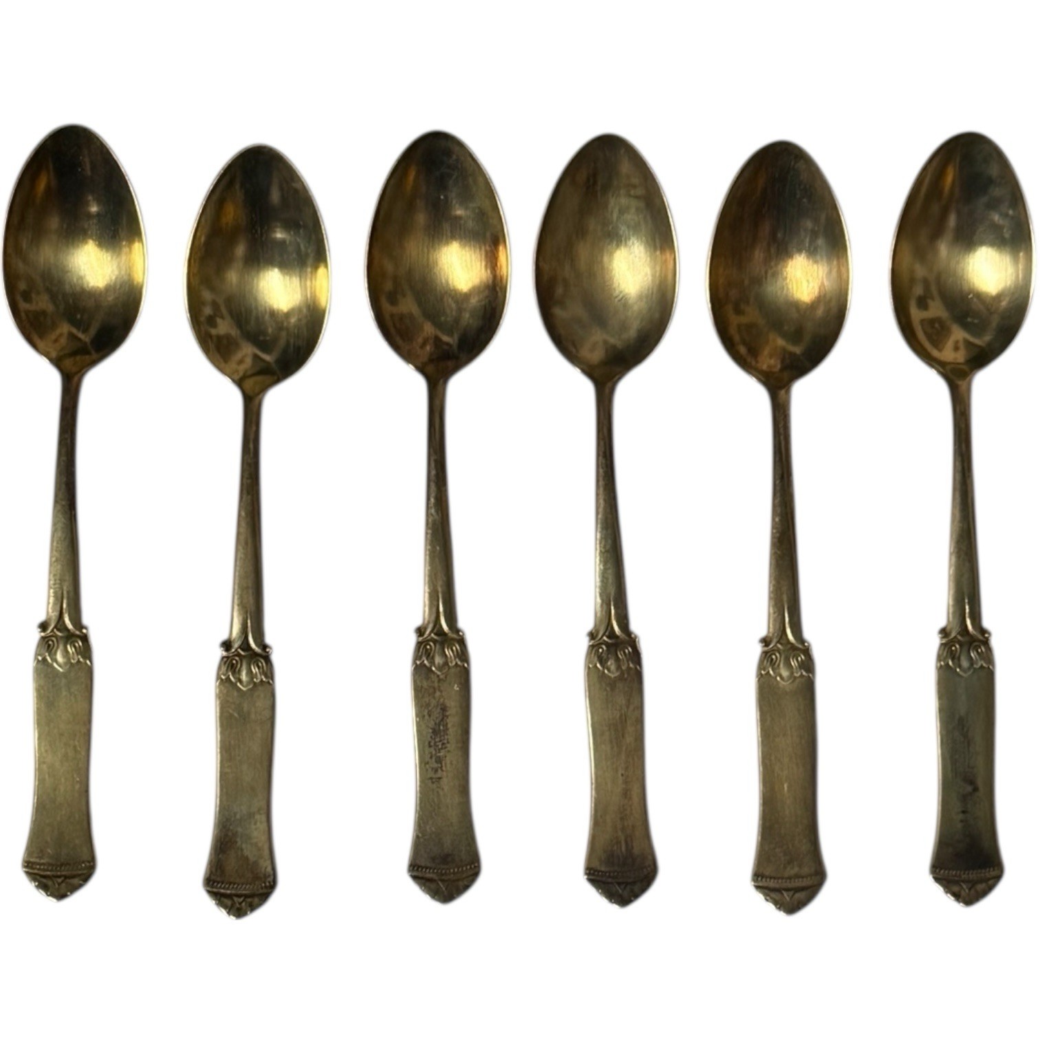 Set 6 Demitasse Gilt Silver Spoons Vintage Sweden GAB S8 1944 Wallin & Thorsen