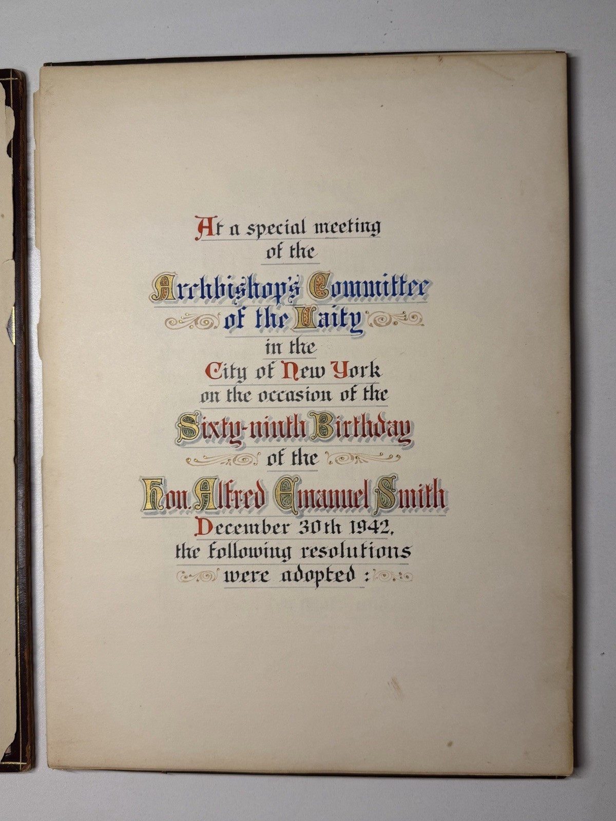 Alfred E. Smith 1942 Presentation Book Francis Spellman Over 100 Signatures