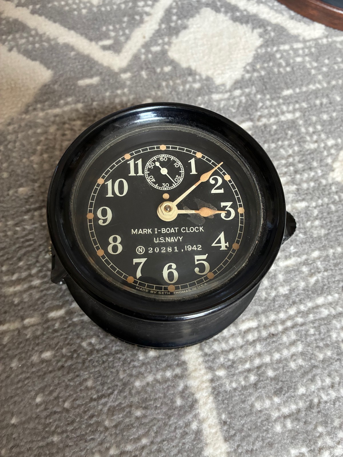 Mark 1 Deck Clock Us Navy 1942 WWII Vintage Seth Thomas. working mechanism + key