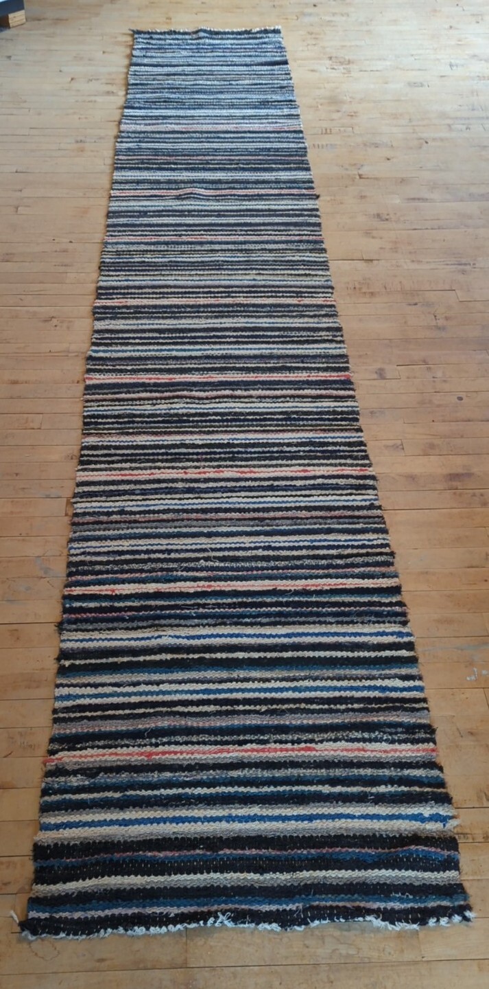 Antique Imported Swedish Hand Made Rag Rug Runner (27.5″ x 150″ ) As Shown