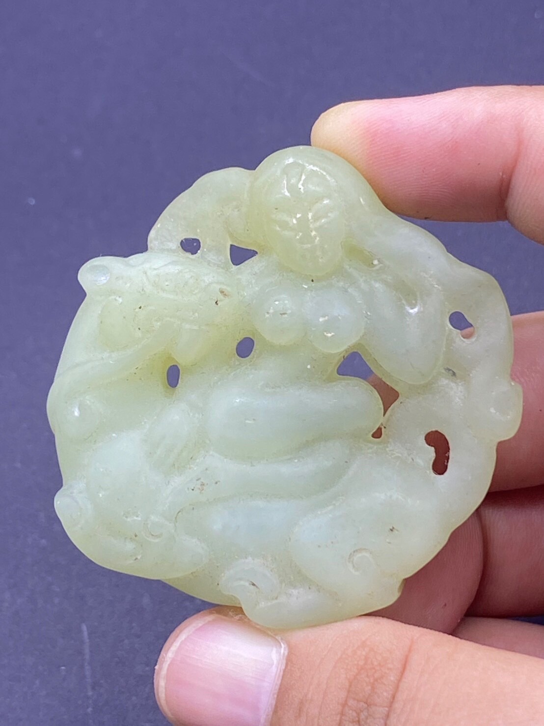 Tibetan Old Natural Jade hand carved statue of woman pendant