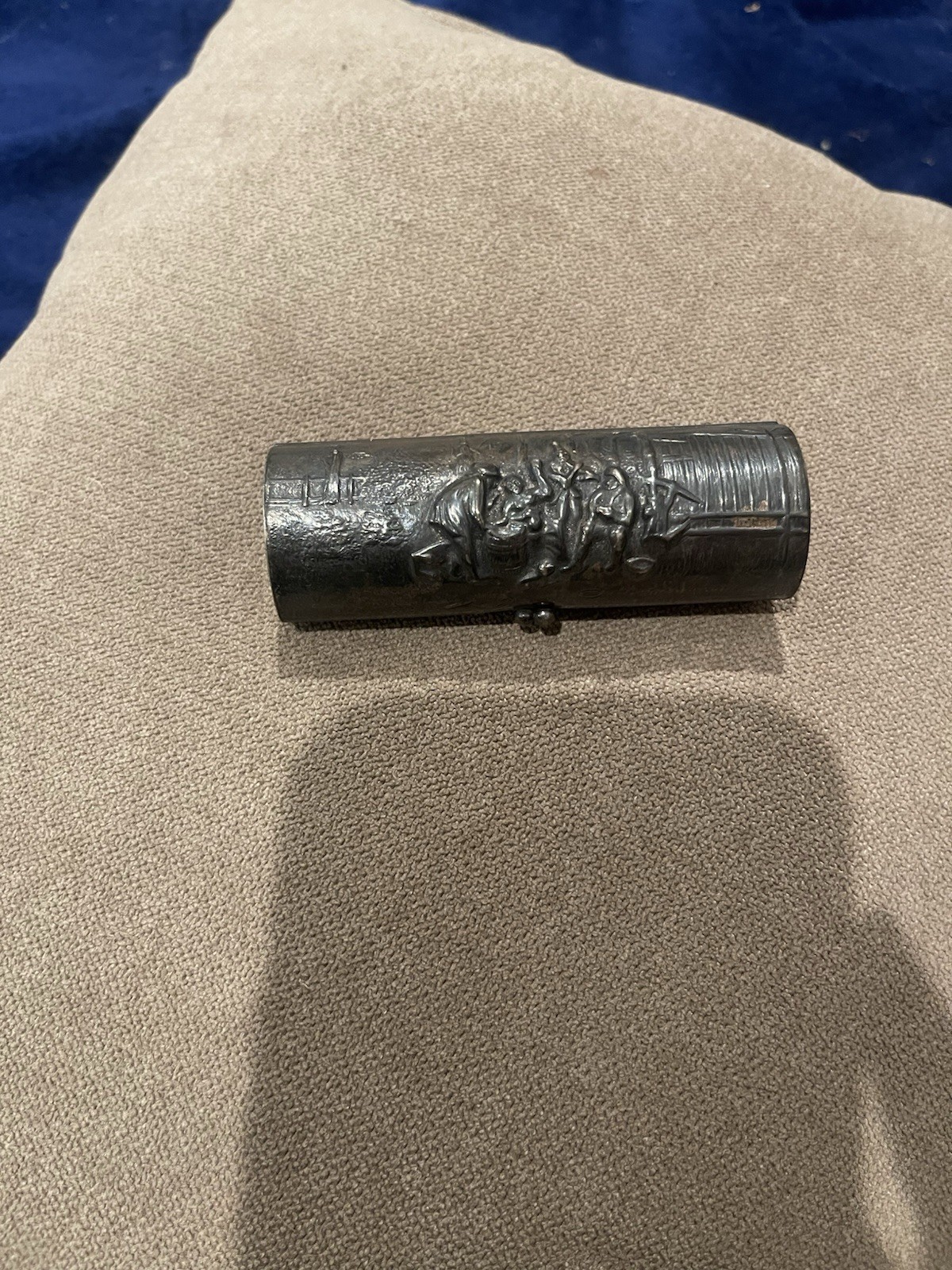Antique Hans Jensen Denmark Silver plate Repousse Lipstick Case