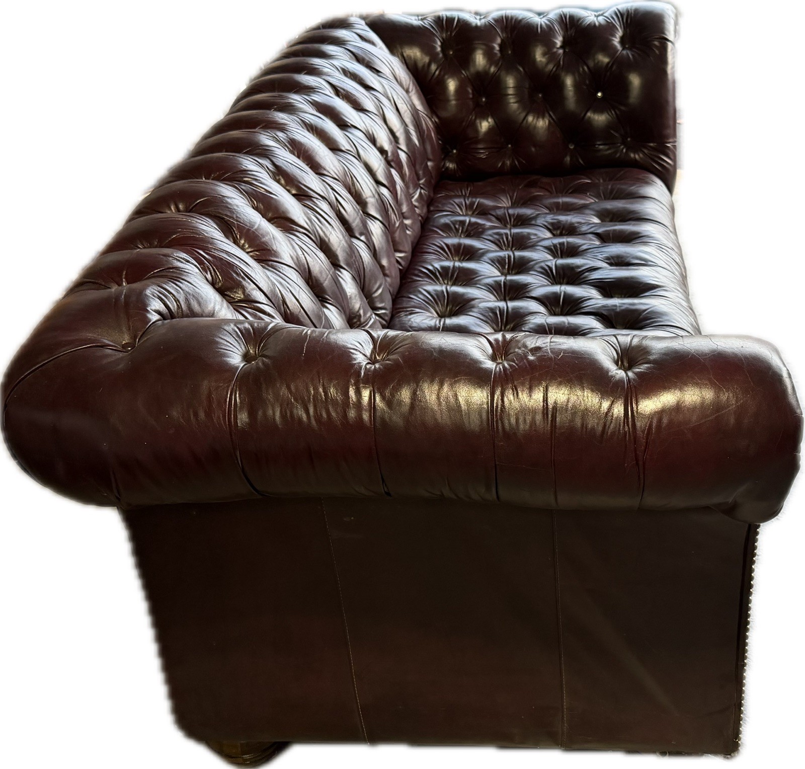 Mid Century Modern Ed Wormley Leather Chesterfield Settee Sofa By Dunbar
